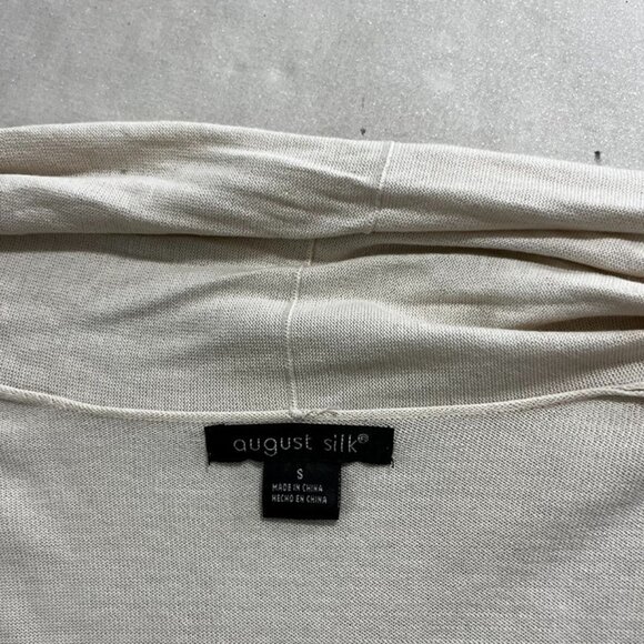 August Silk women's cardigan S cream off white open front silk blend - Picture 3 of 6